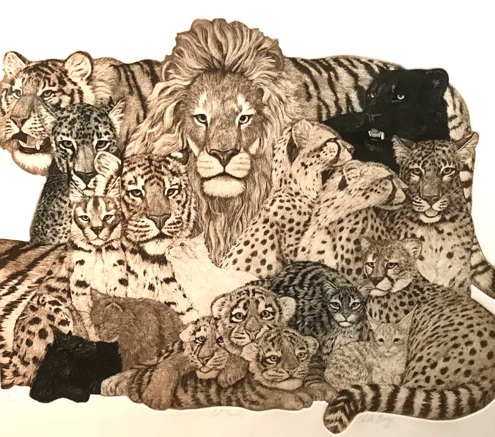 チャールズ・リン・ブラッグの絵画作品　タイトルは、キャットファミリー